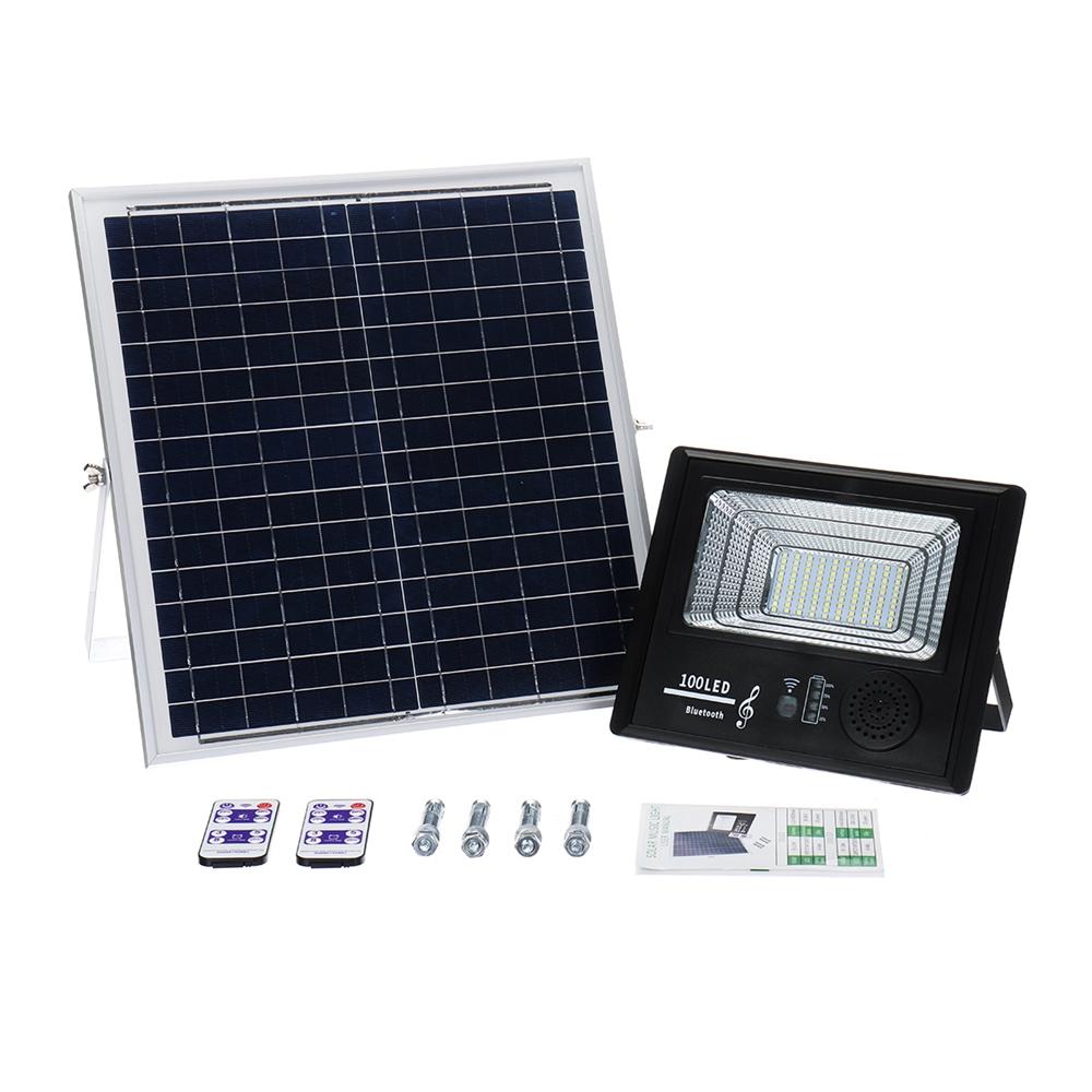 Bright Solar Powered 100 LED Flood Security Light Dimmable with Remote Controller for Garden Wall Outdoor