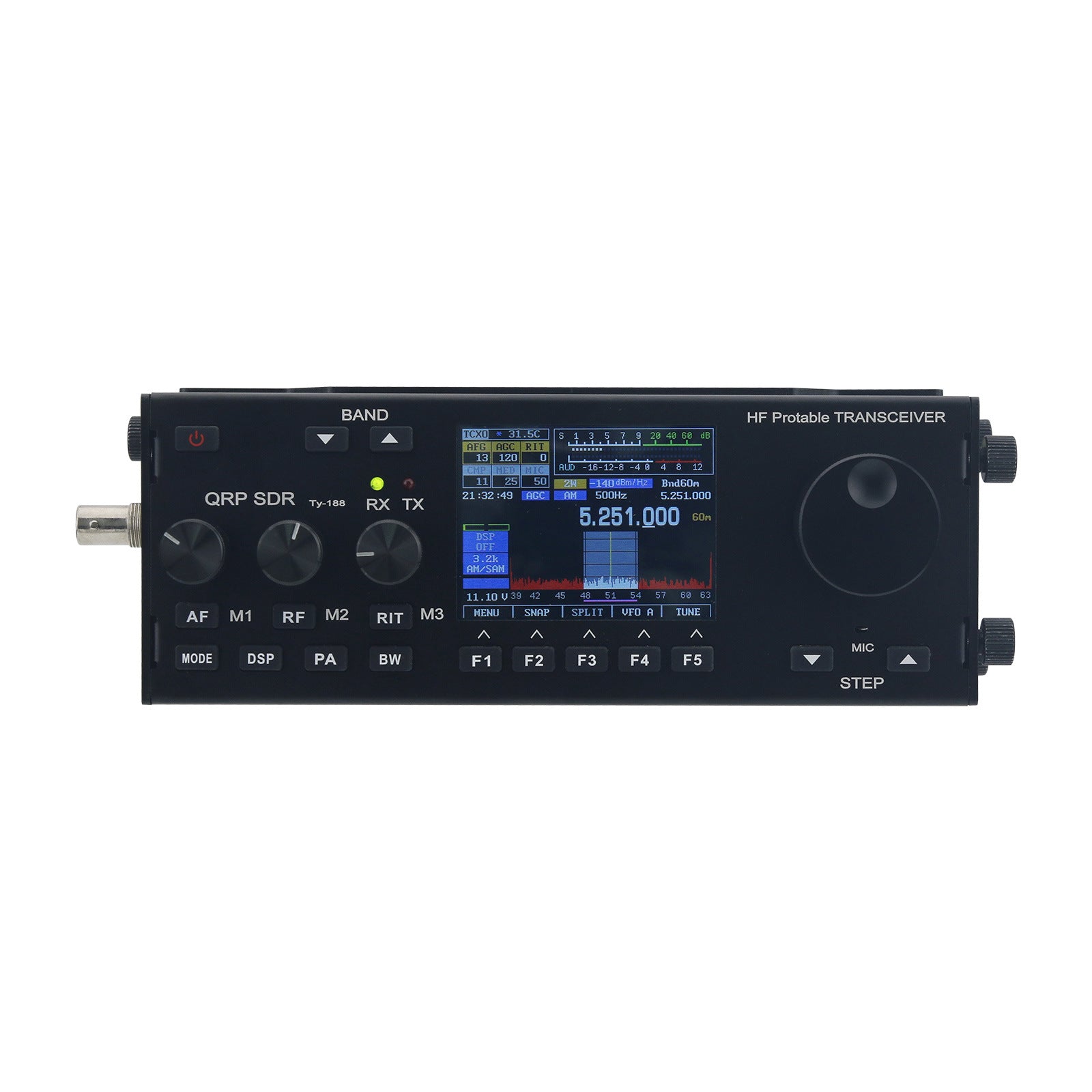 HF SDR Transceiver 1.6-30MHz Receive 10W 15W Output SSB CW AM FM DIG Built-In Battery Microphone USB Sound Card