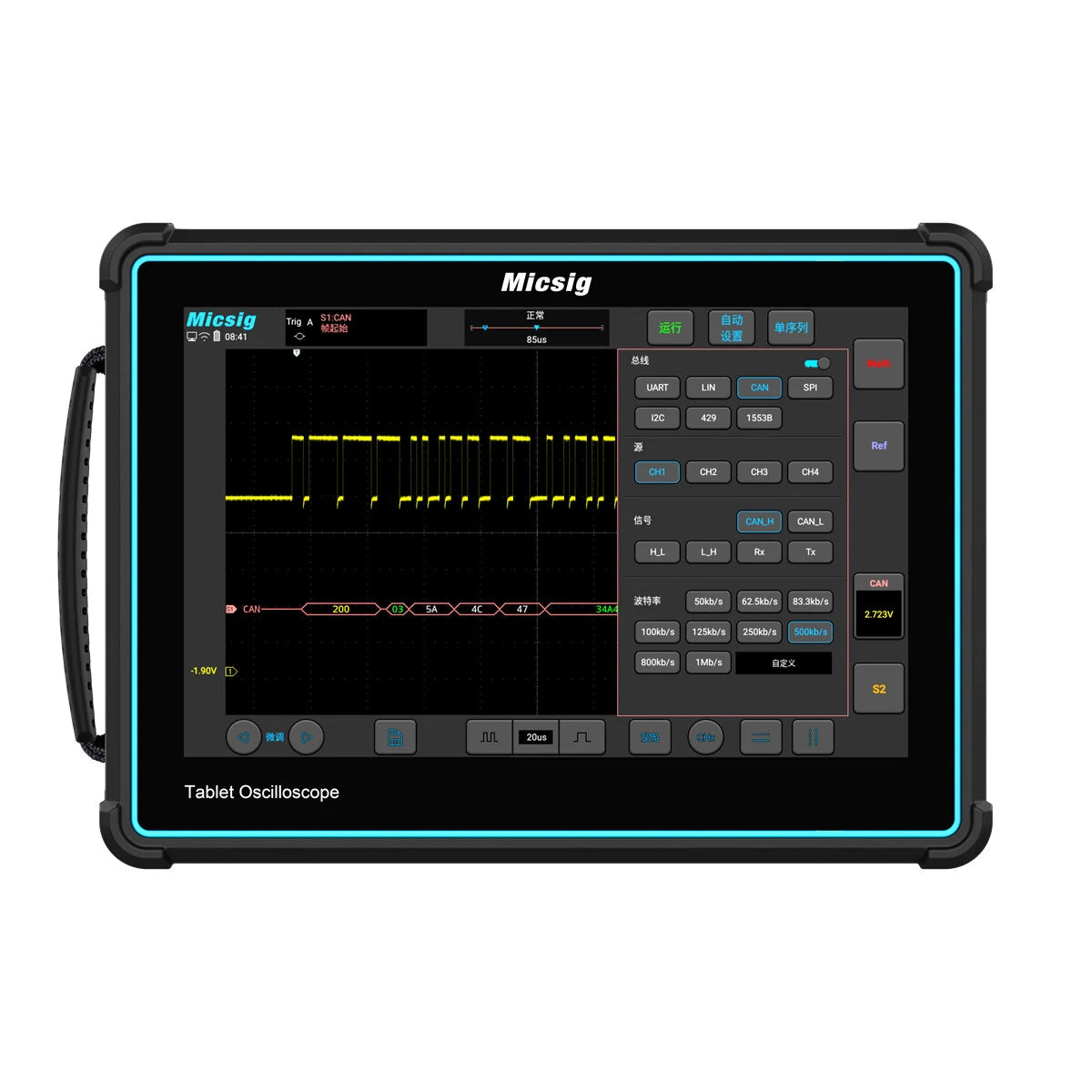 Tablet Oscilloscope 200MHz Bandwidth 1GSa/s Sampling Rate 10.1 Inch Touchscreen High-Resolution Professional Diagnostic Tool