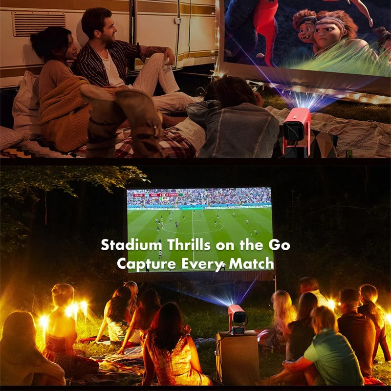 Portable Bluetooth Projector with Android OS, Wi-Fi 6, 350 ANSI Lumens, Auto-Focus, 270� Rotation, Netflix & YouTube, EU Plug