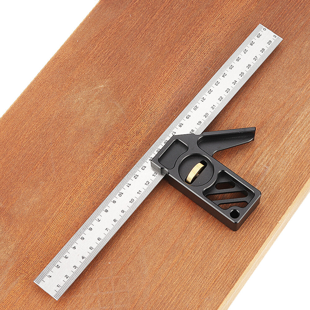 Adjustable 300mm Aluminum Alloy Combination Square 45 90 Degree Angle Scriber Steel Ruler Woodworking Line Locator Ruler