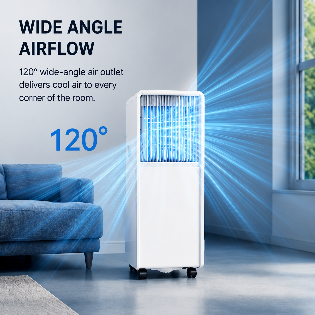 16000 BTU Portable Air Conditioner | All-in-One Plug-and-Play AC with Wheels (No Installation Required)