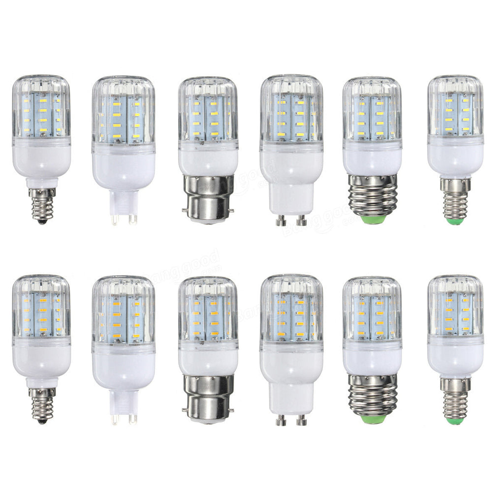 E27 E14 E12 B22 G9 GU10 4W 36 SMD 4014 LED Warm  White Pure White Cover Corn Bulb AC220V