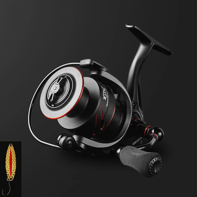 5.0:1 Max Drag 10Kg Power Fishing Reel Full Metal Spool Spinning Reel Smooth Sea Carp Fishing Reel Black
