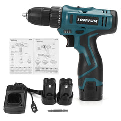 16.8V 3/8" Impact Drill 1350rpm 2 Speeds LED Cordless Drill Driver Kit w/ Li-Ion Battery & Charger