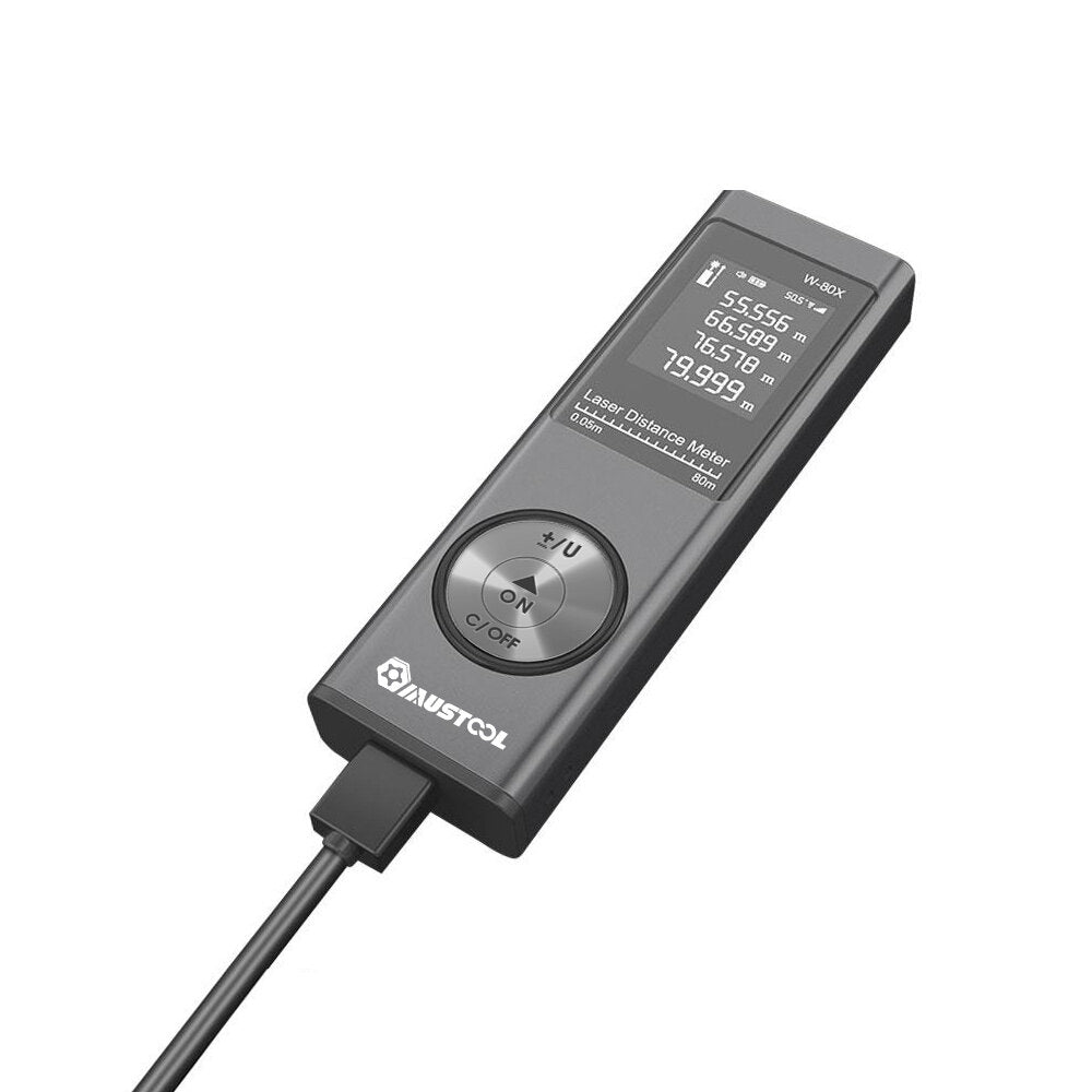 80m Digital Mini Laser Rangefinder with Electronic Angle Sensor M/In/Ft Unit Switching USB Charging Distance Meter