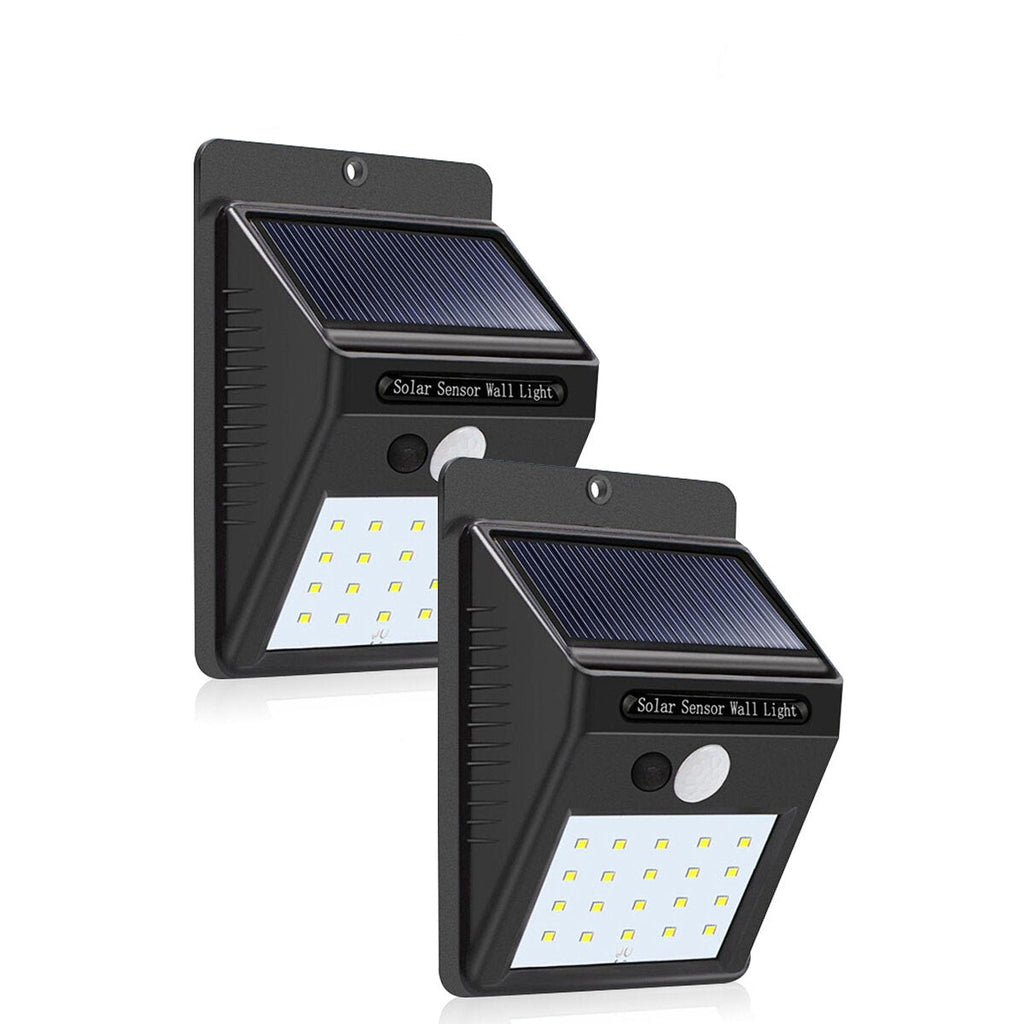 2pcs Solar Power 20 LED PIR Motion Sensor Wall Light Waterproof  Outdoor Path Yard Garden Security Lamp