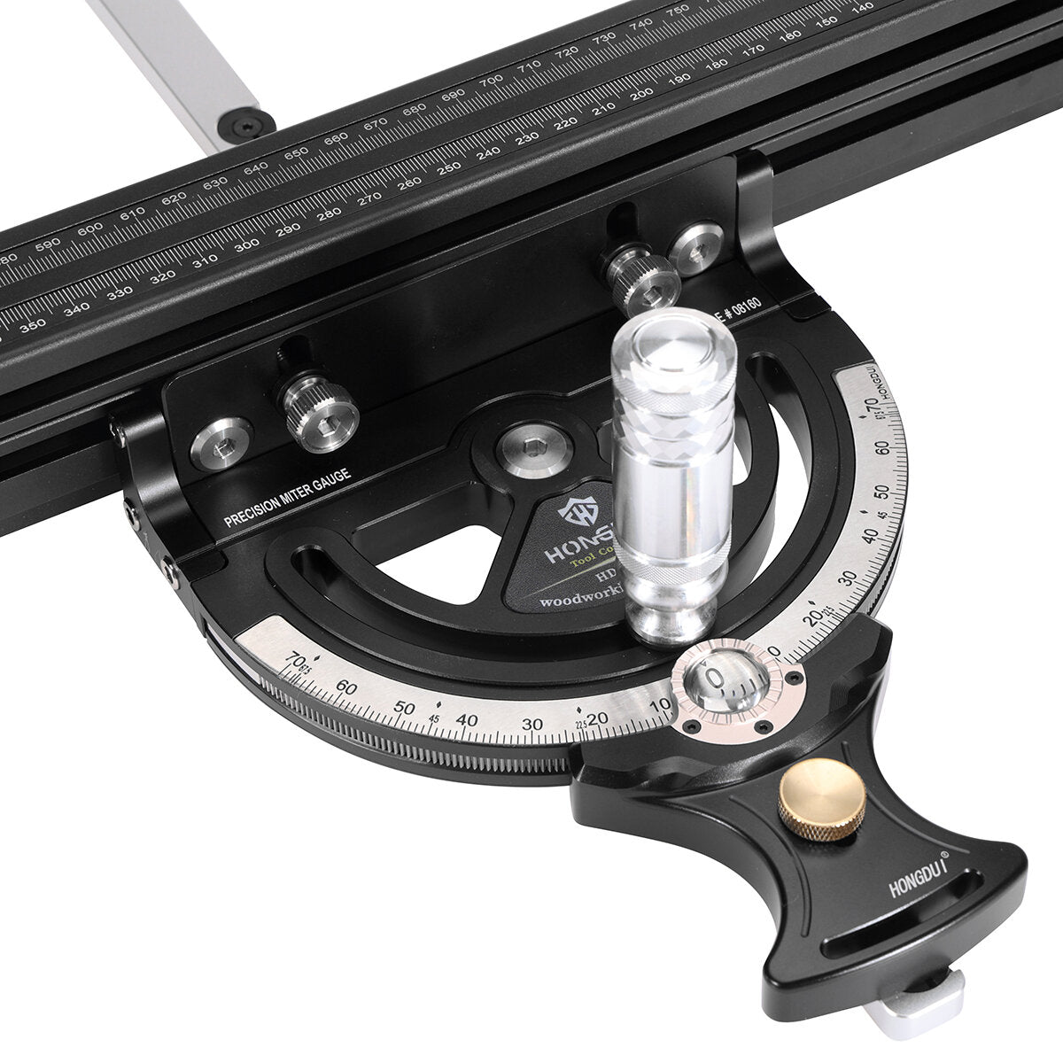 Aluminum Miter Gauge with Adjustable 0-70° Angle, 0-850mm Length, High Precision, Quick Positioning, and Scale Magnifier