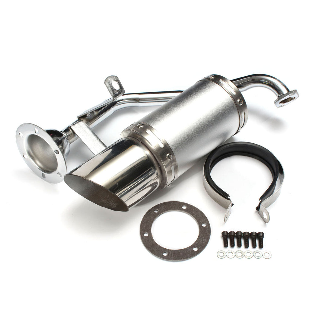 50mm/2in Motorcycle Exhaust System Stainless Steel Short Carbon Fiber For GY6 150cc 4 Stroke Scooter