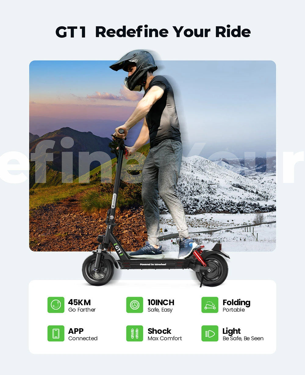 Electric Scooter 10Ah 48V 800W Motor Recommended Top Speed 25KM/H 10in Folding Moped Electric Scooter 45KM Mileage Electric Scooter Max Load 150Kg