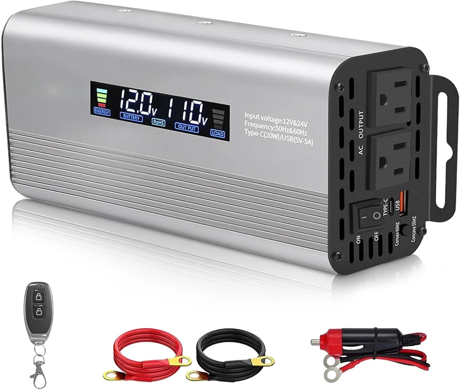 GreenZech Pro Inverter | 500W 1000W 1500W | 12V 24V Auto-Detect | Professional Pure Sine Wave Converter