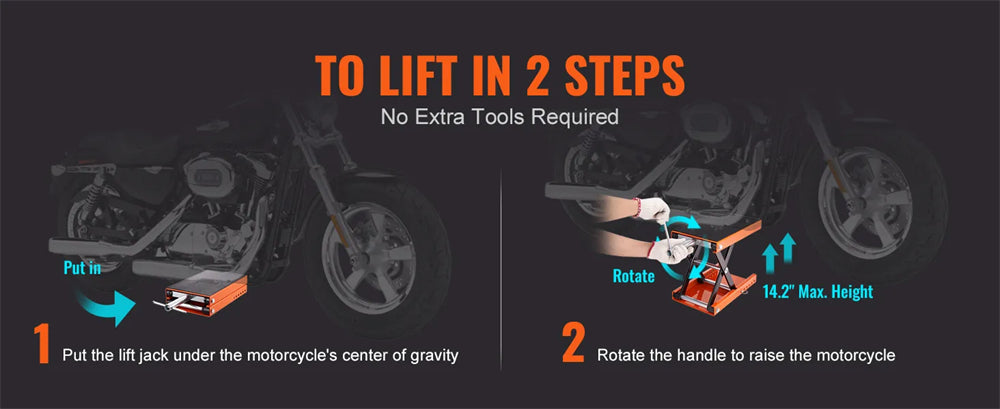 1100lbs Motorcycle Scissor Jack Lift 499.5 kg Wide Deck Hoist Stand for ATVs Bike