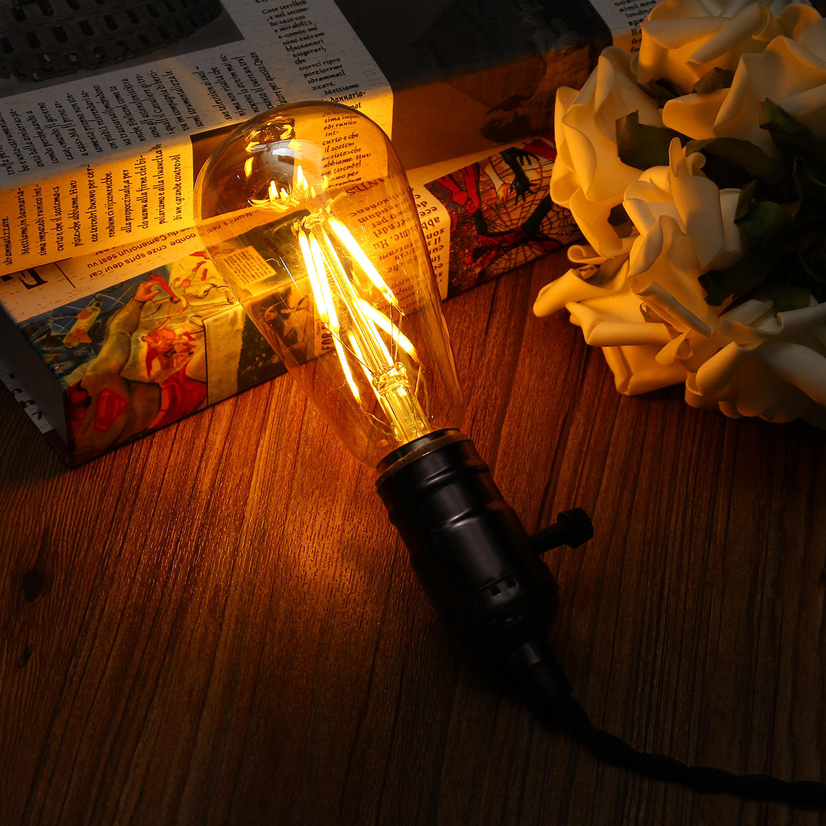 4W Golden Cover Dimmable Retro Vintage Filament LED Bulb Light Lamp AC110/220V