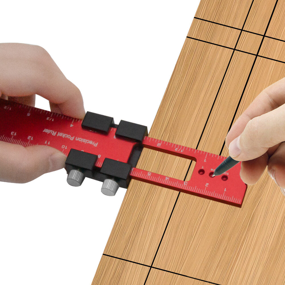 Aluminum Alloy Pocket Ruler Set - 160mm, 200mm, 300mm, Red & Black, Accurate Scale, Portable, Easy to Carry