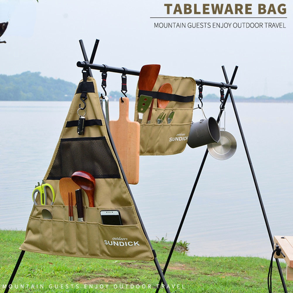 Waterproof Tableware Storage Bag 900D Oxford Fabric Outdoor Camping BBQ Tableware Storage Bag