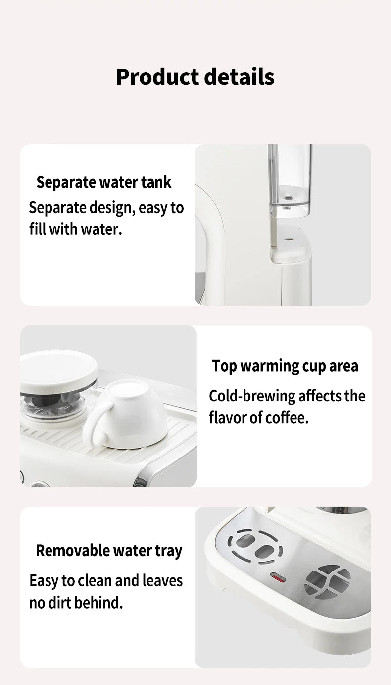 1450W 20 Bar Espresso Machine with Built-in Grinder Visual Pressure Gauge 2L Water Tank Steam Wand Pre-Infusion Cappuccino Latte Machine