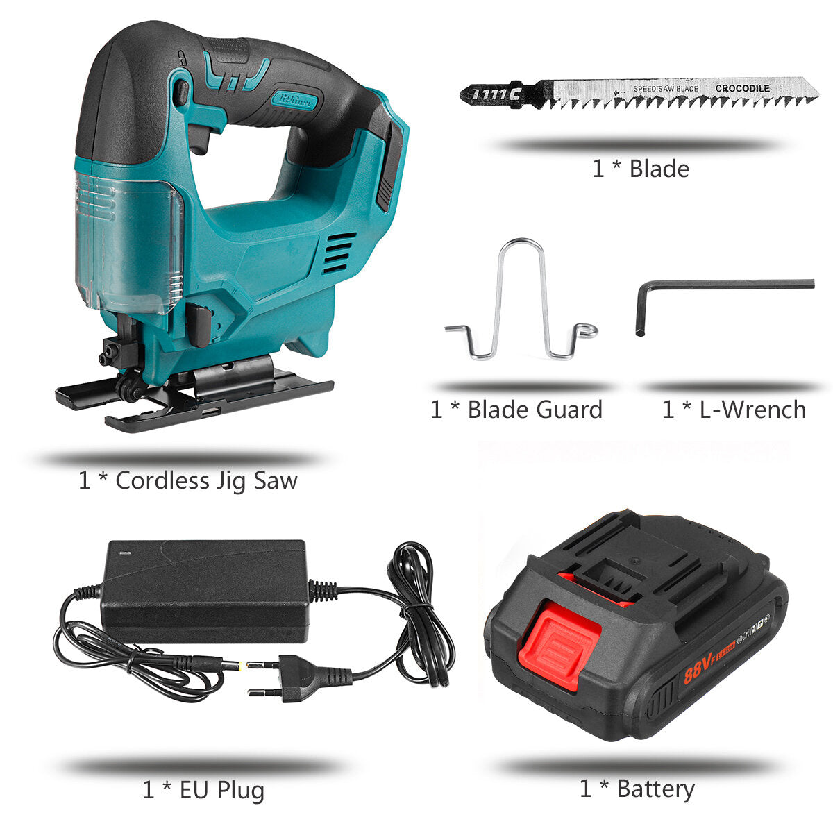 88VF 45 2900RPM Jig Saw Battery Indicator 7500MAH Cordless Electric Jig Saw Wood Work Power Tool Fit Makita