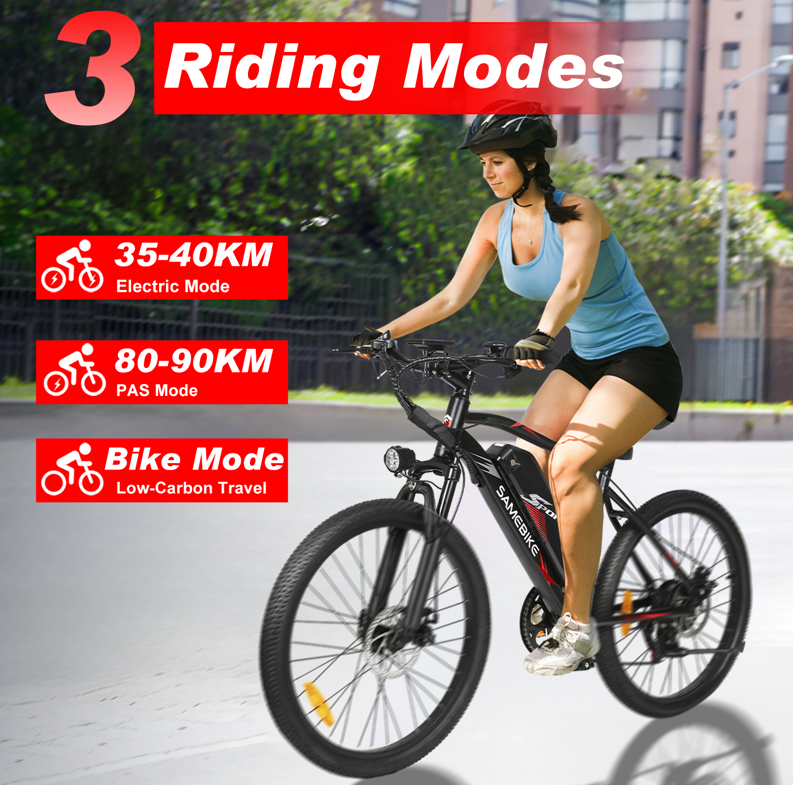 Electric Bicycle 36V 13Ah 350W Motor ecommended Top Speed 25KM/H 24 Inch Tires 90km Max Range 150kg Max Load 7 Speed Shiman0 Gear System