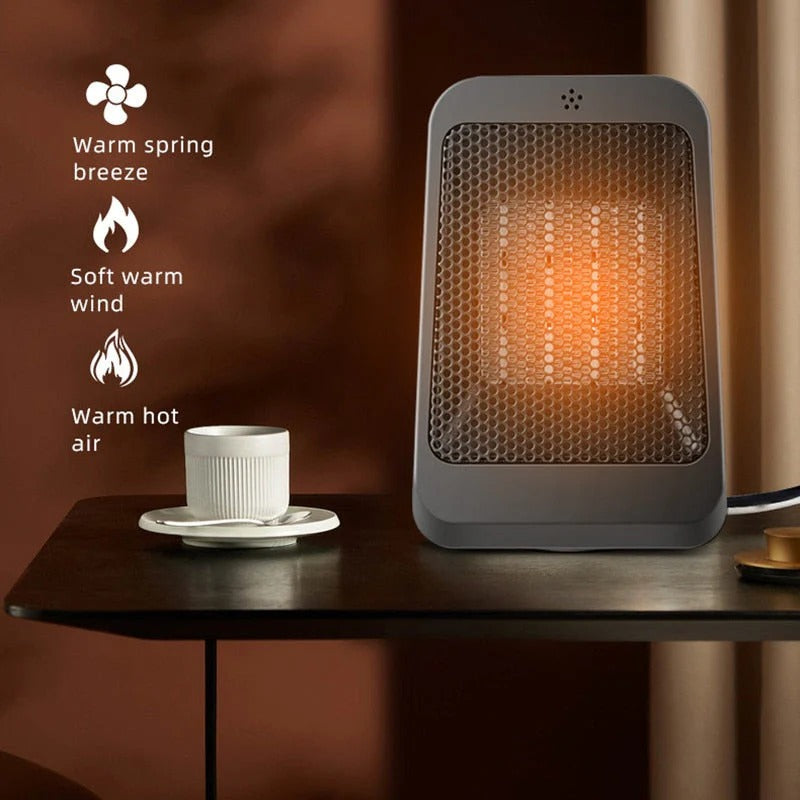 PTC Small Heater Fan: 3-Gear Adjustable, Remote Control, Timer, Oscillating Desktop Heater