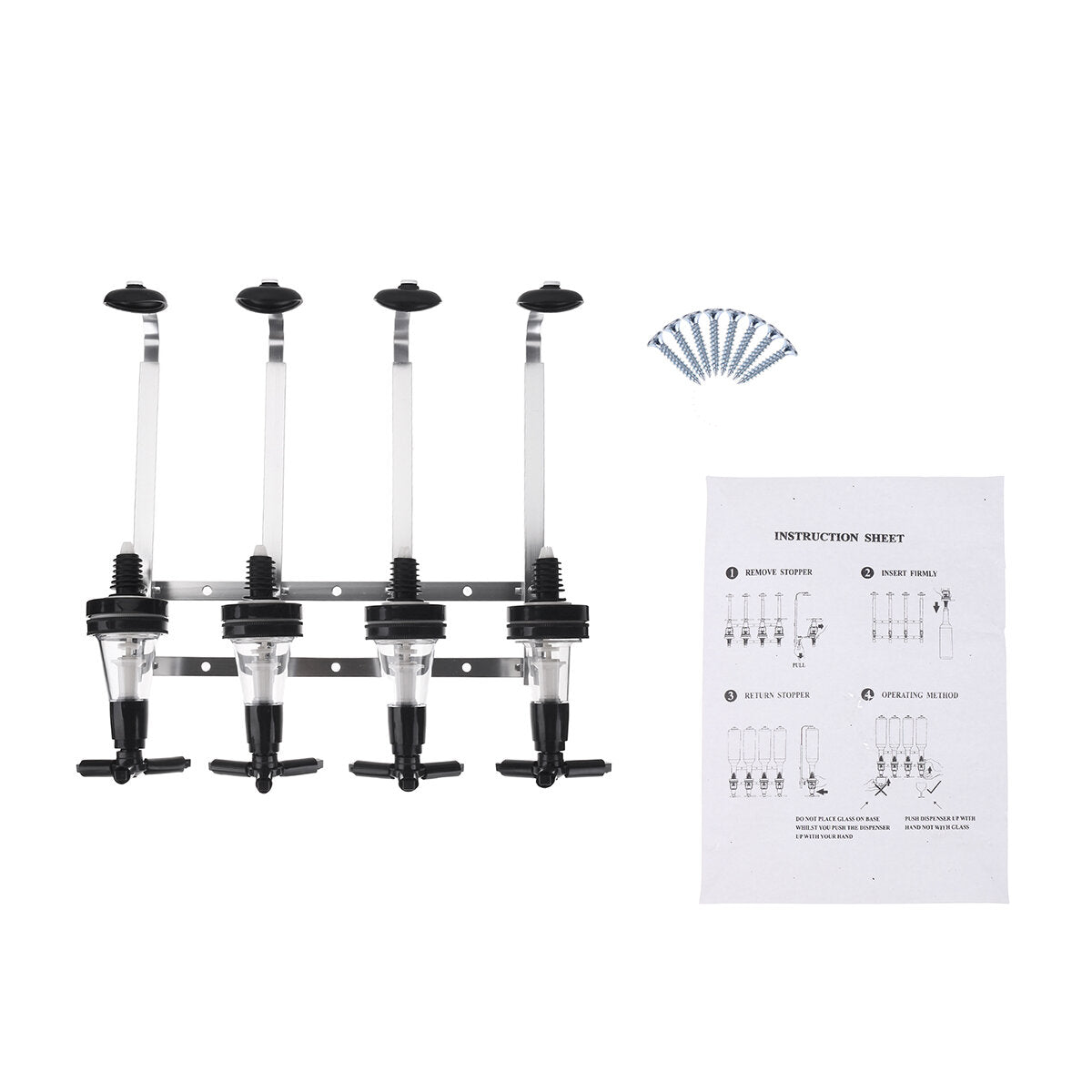 30ml Capacity Wall Mounted Stand 4 Bottle Alcoholic Drink Dispenser for Home Bar Drink Dispenser Pourer Rack