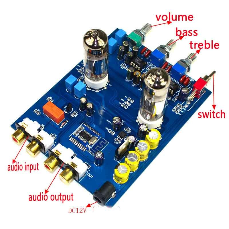 DC12V 2A Home Audio Tube Amplifier Fever Hi-Fi Preamp 6J5 Bile Preamp Bluetooth 5.0 Tone Board