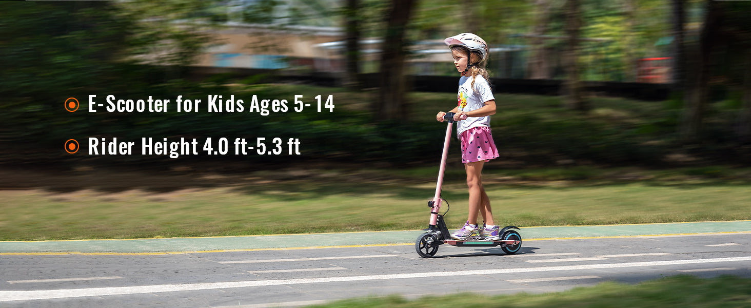 Kids Electric Scooter, 21.6V 2.5Ah, 130W Motor, Max Speed 14KM/H, 6.5in Folding Electric Scooter, 5-8KM Range, Max Load 70Kg Children Electric Scooter