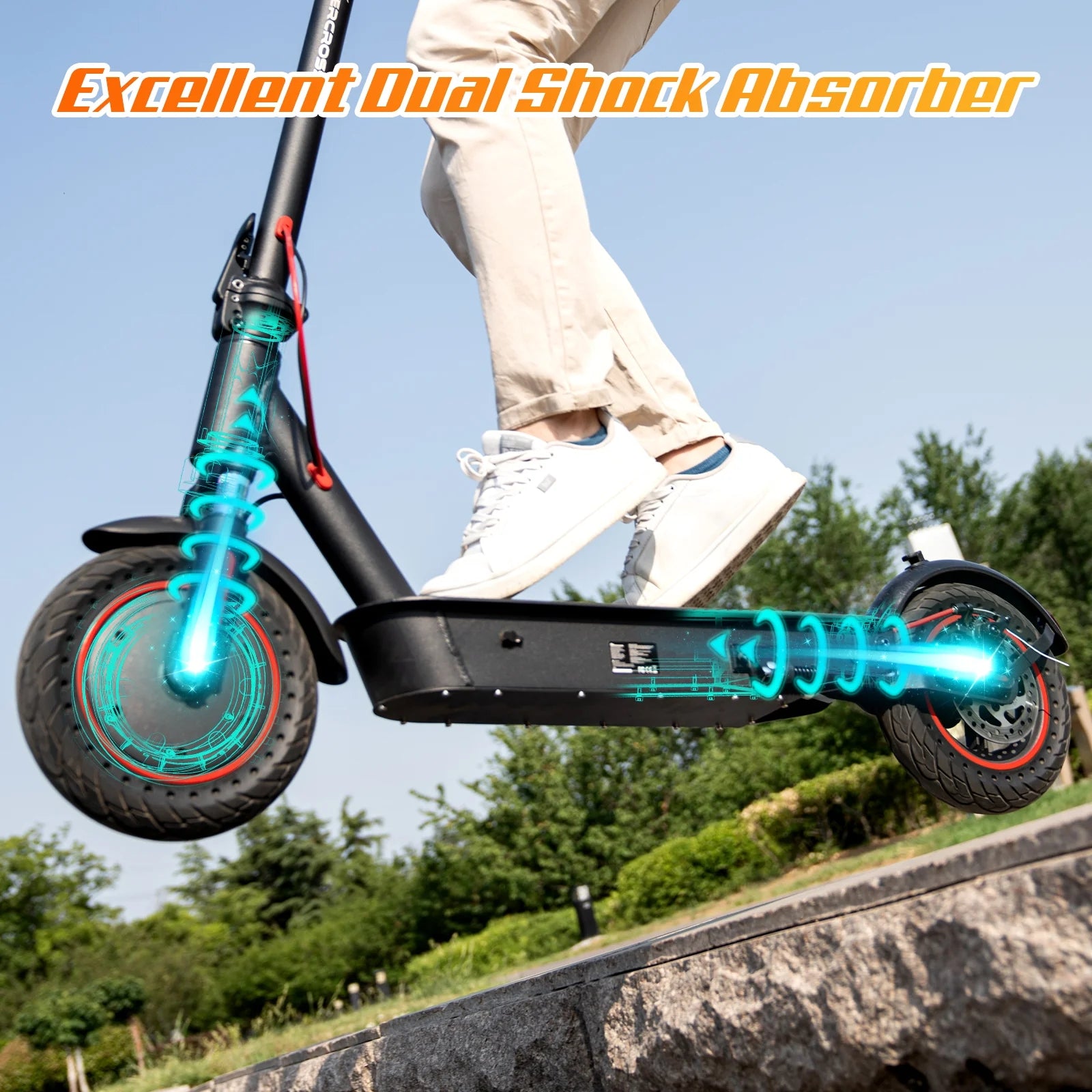 Electric Scooter 36V 11.4AH Battery 500W Motors 10inch Solid Tires 30-40KM Max Mileage 150KG Max Load Folding E-Scooter