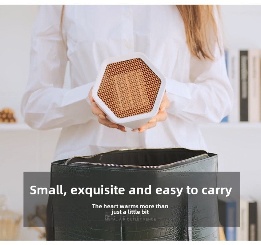 Hexagonal Mini Electric Heater with Temperature Control - Desktop Air Warmer Fan