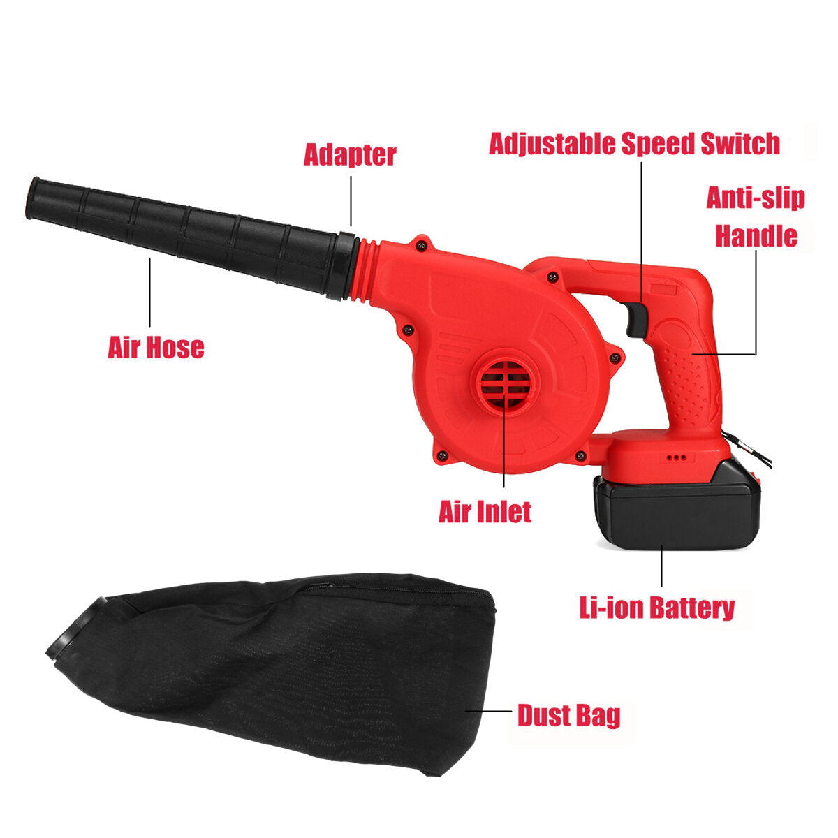 128VF 19800mAh Li-Ion Battery Electric Cordless Blower Air Leaf Dust Blower Power Tools