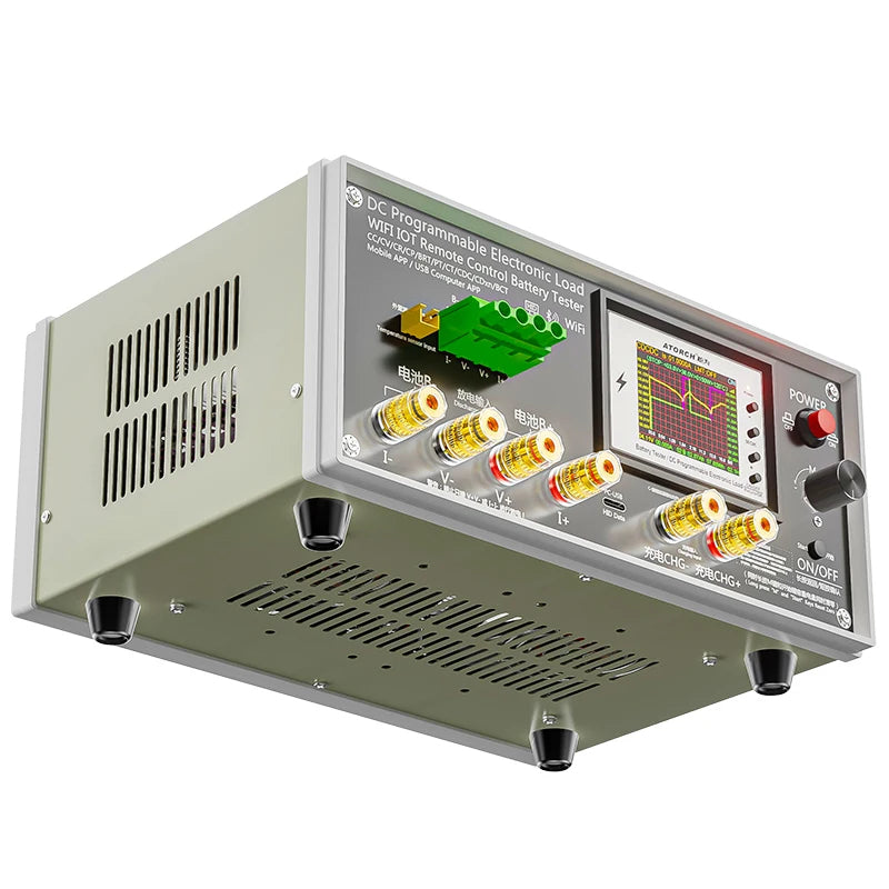 Electronic Load Tester 150/300/450/600W WiFi Tuya 0-200V 50A Battery Capacity Monitor Programmable Discharge Tool IPS Display High Precision Bluetooth Connection
