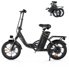 Electric Bike 36V 10.4AH 250W(Peak 500W) Motor Recommended Top Speed 25KM/H 16inch Tire 55-88KM Max Mileage 120KG Max Load