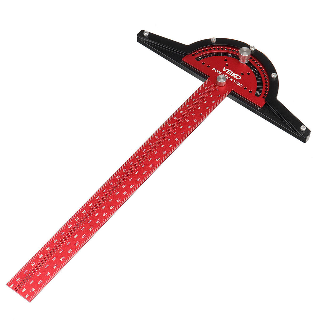 300mm Angle Positioning T Square Ruler - Adjustable 0-75° with 5° Increments for Woodworking and Carpentry Tools