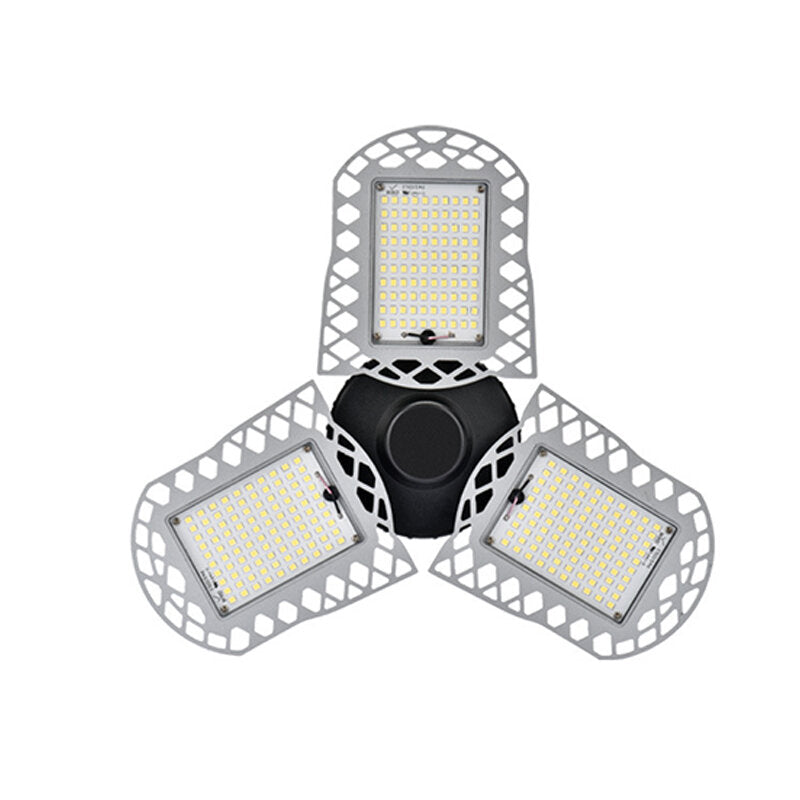 96/300LED Deformable LED Garage Lights: Ultra-Bright Adjustable Ceiling Light, E26/E27 Work Bulbs with 2/3 Leaves in Die-Cast Aluminum/Plastic