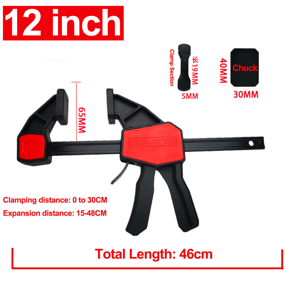 Reinforced G-Clamp with Quick Conversion, 6" & 12" Options, Ideal for Joinery & Laminating, 70KG Clamping Force