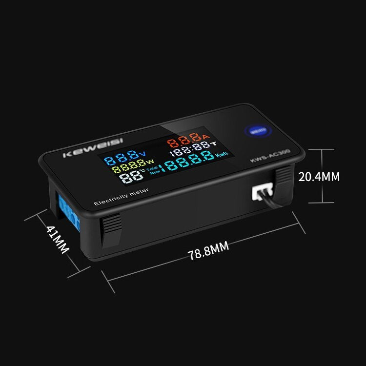 AC 50~300V 20A/100A Digital Electricity Meter Voltmeter Ammeter With CT Power Current Voltage Temperature Measurement
