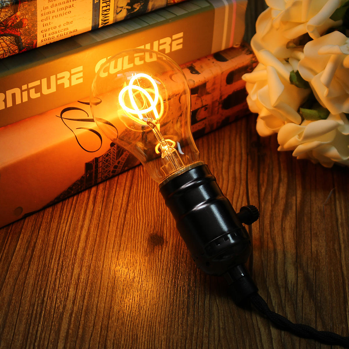 Dimmable LED Vintage Retro Industrial Lamp Indoor Lighting Filament Light Bulb AC220V