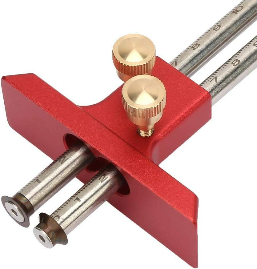 Durable Metal Woodworking Marking Gauge, 200mm, Red, Clear Scale, Dual Calibration, Portable & Accurate Measurement Tool