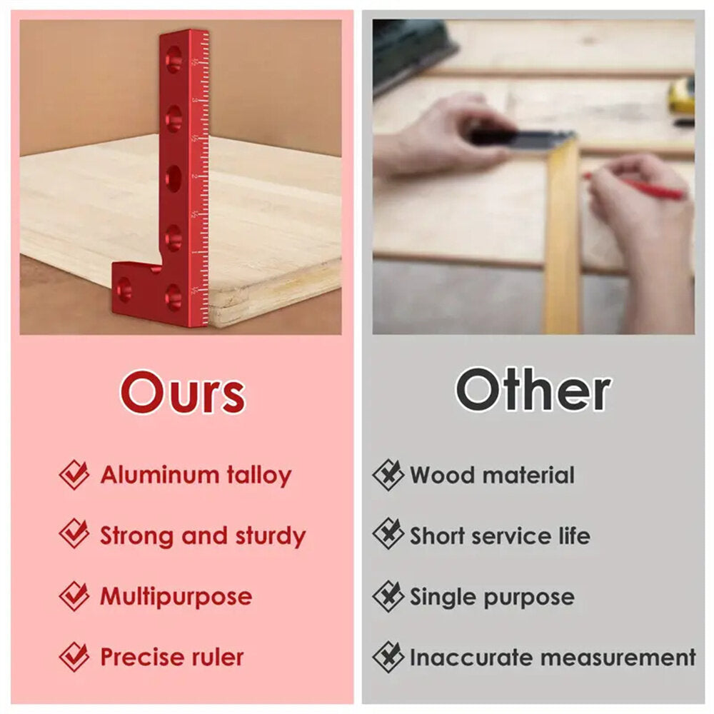 Small Square Center Finder Tool - Durable Aluminum Alloy, 90-Degree Marking, Compact, Metric/Imperial, 50x100mm