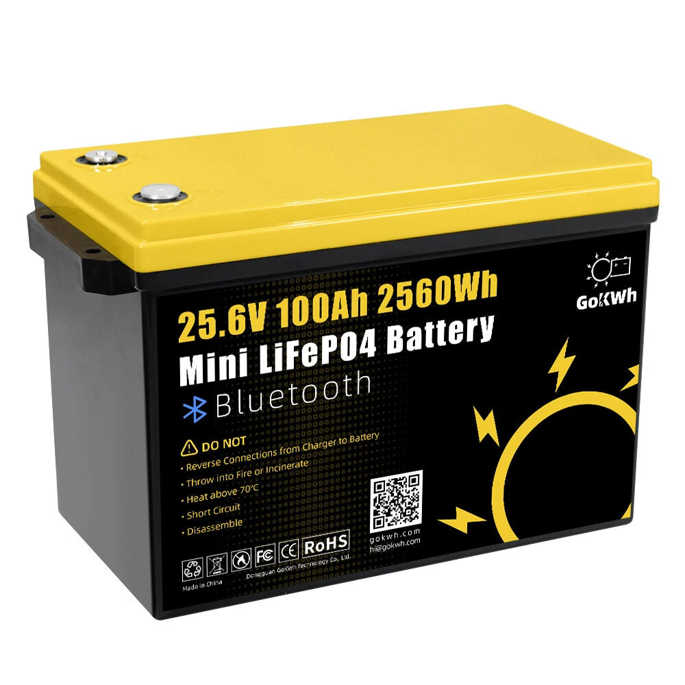 24V 100Ah LCD Energy Storage Box 2560Wh Solar Lithium Ion LiFePO4(LFP) Battery for RV Boat Home Energy Storage