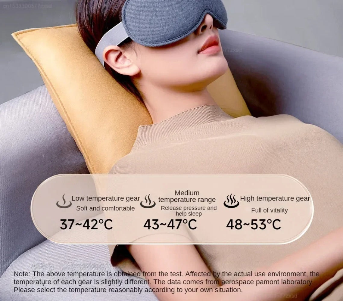 Graphene Heated Eye Mask - Full Shading Relaxing Sleep Aid, Light Gray, Travel-Friendly, 5V, 110g