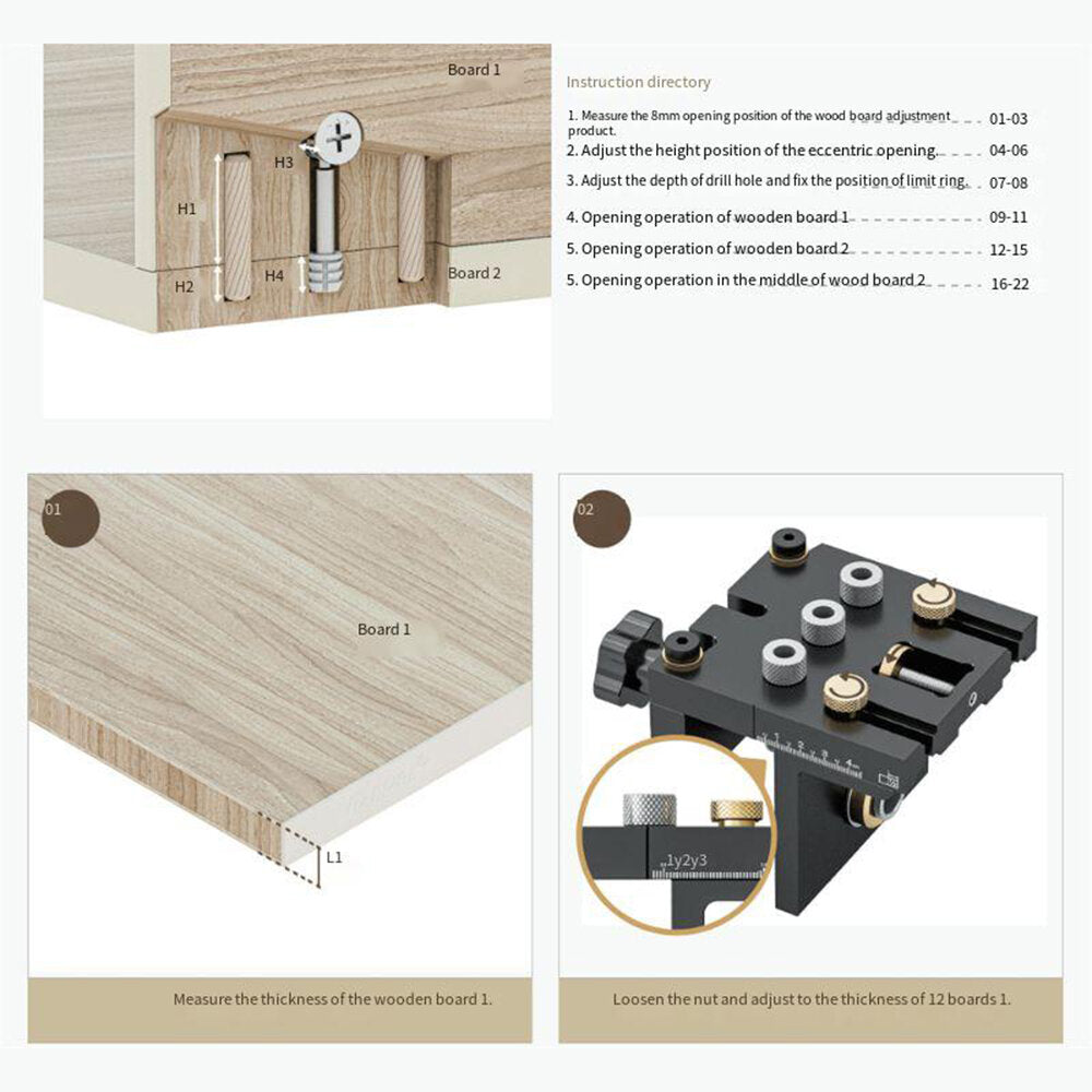 Combined Three-in-One Locator for Woodworking - Durable CNC Tool with Adjustable Vice Jaw (0-55mm)