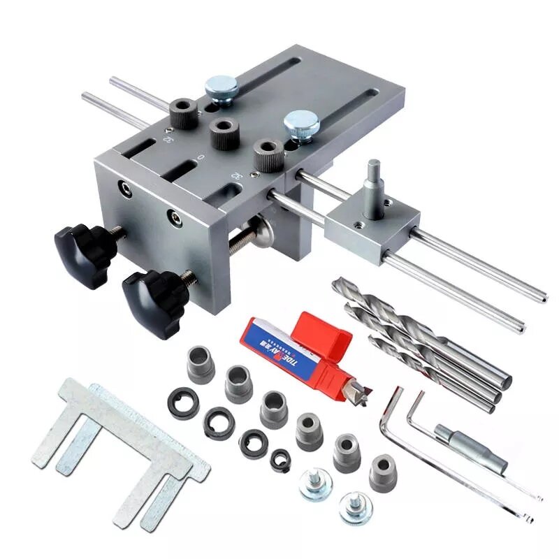 Aluminum Alloy Quick Doweling Jig with Magnetic Sheet, Adjustable Drill Guides for Woodworking DIY Projects