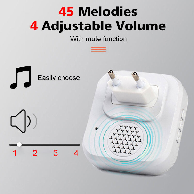 Wireless Doorbell Smart Household DoorBell With Time Display Volume Adjustable Mutil Use OfficeSelf-powered