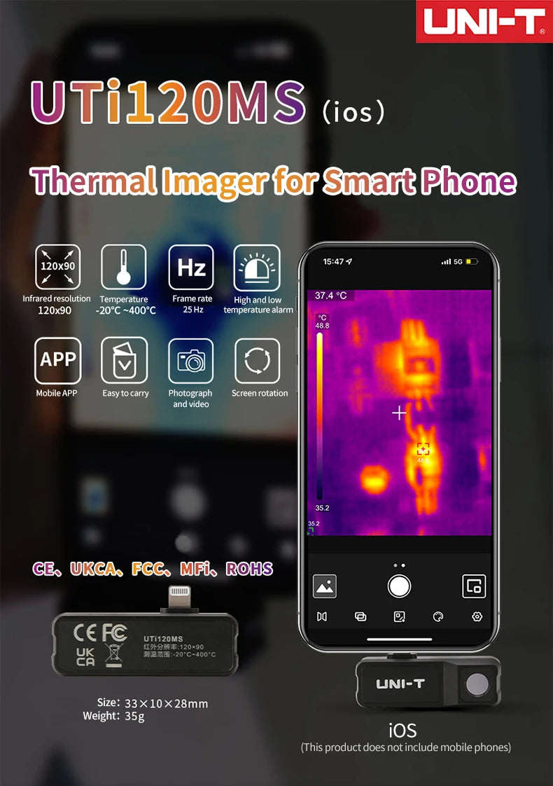 GreenZech Mobile 120 Series | Smartphone Thermal Imaging Camera | 120x90 HD Infrared Imager for iOS & Android