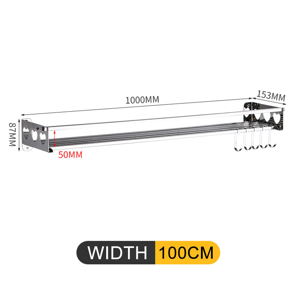 Kitchen Hanging Pot Pan Rack Wall Mount Storage Shelf Saucepan Holder