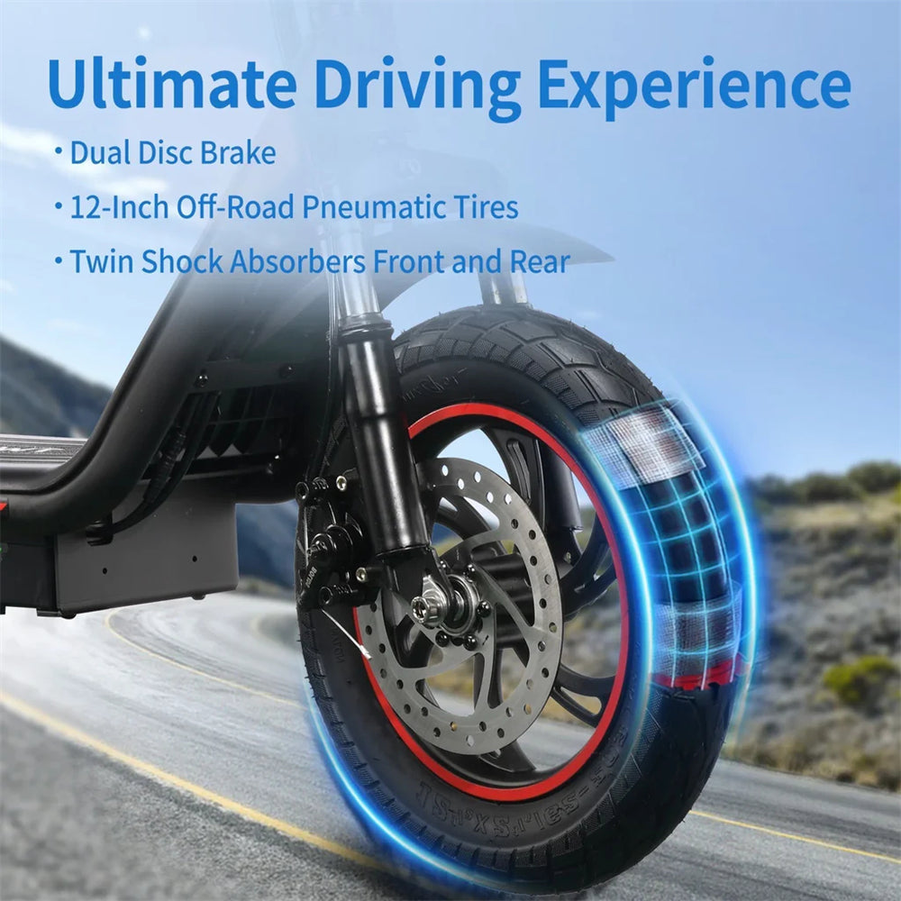 Electric Scooter 48V 13Ah Battery 500W Motor Recommended Top Speed 25KM/H 12inch Pneumatic Tires 30KM Max Mileage 120KG Max Load Folding E-Scooter