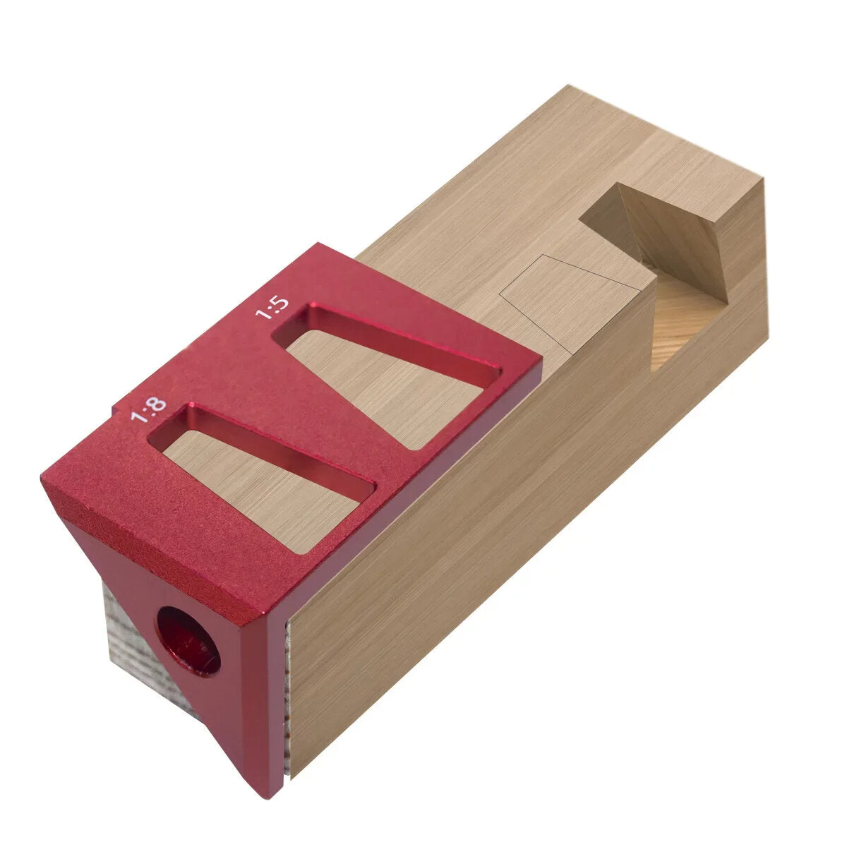 45/90 Degree Center Finder Square Jig - Precision Aluminum Alloy Ruler for Woodworking Measurements, Red
