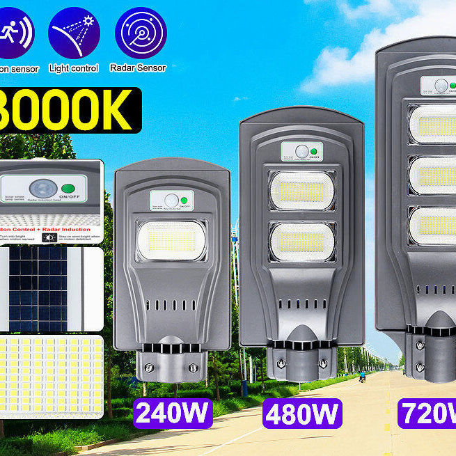 240W 480W 720W LED Street Light Gray Shell 2835 Solar Lamp PIR Motion Sensor Waterproof Garden Lighting