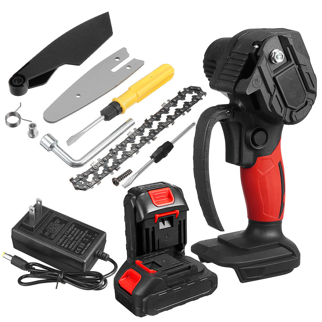 88VF 4/6 Inch Cordless Electric Chain Saw Kit One-Hand Saw Mini Portable Woodworking Wood Cutter