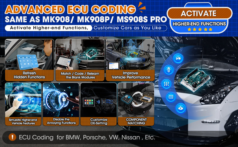 Car Diagnostic Tool OBD2 Bi-Directional Scanner All System Scan Tool ECU Coding Upgraded MK906BT MS906BT